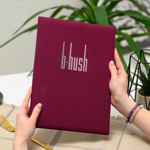 Portamenús de tela personalizado, carpeta de menú con impresión de logotipo, menú de vinos de restaurante, funda de menú personalizada para hojas intercambiables