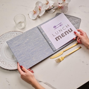Capa de menu de tecido de marca, pasta de restaurante com logotipo personalizado, pasta têxtil moderna, suporte para impressão de logotipo personalizado, livro de menu de tecido