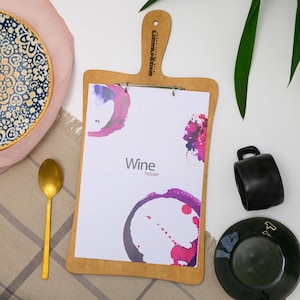 Wooden Menu Holder with Ring Binder, Engraved Menu Holder, Restaurant Menu Folder, Menu Board, Menu Book, Custom Menu Cover, Binder Menu