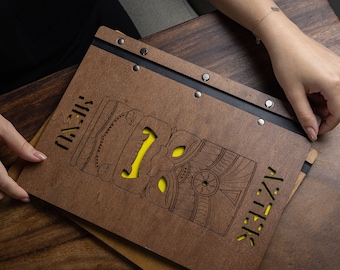 Customized Wooden Menu Folder with Cut Out Cover, Menu Holder, Restaurant Menu Holder, Menu Board, Menu Book, Custom Menu Cover