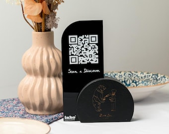 Personalized Acrylic QR Menu Stand with Logo