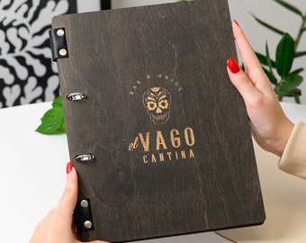 Suporte para cardápios com mecanismo de fichário, suporte para cardápios gravado, pasta para cardápios de restaurante, quadro de cardápios, capa para livro de cardápios, capa para cardápios personalizada