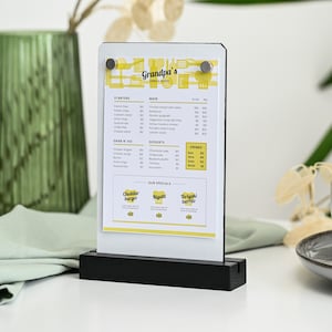 Support de menu magnétique pour A6 / A5 - Plaque de table en bois avec aimants, tableau de menu de restaurant, présentoir de magasin, support de plaque moderne