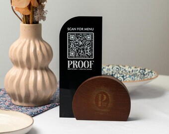 Custom Acrylic QR Menu Stand with Logo