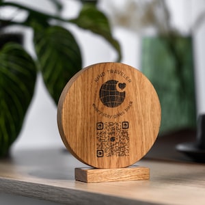 Enrgaved QR Code Menu Sign with Logo, Tabletop Menu Stand, Restaurant Menu Stand, Custom Menu Stand