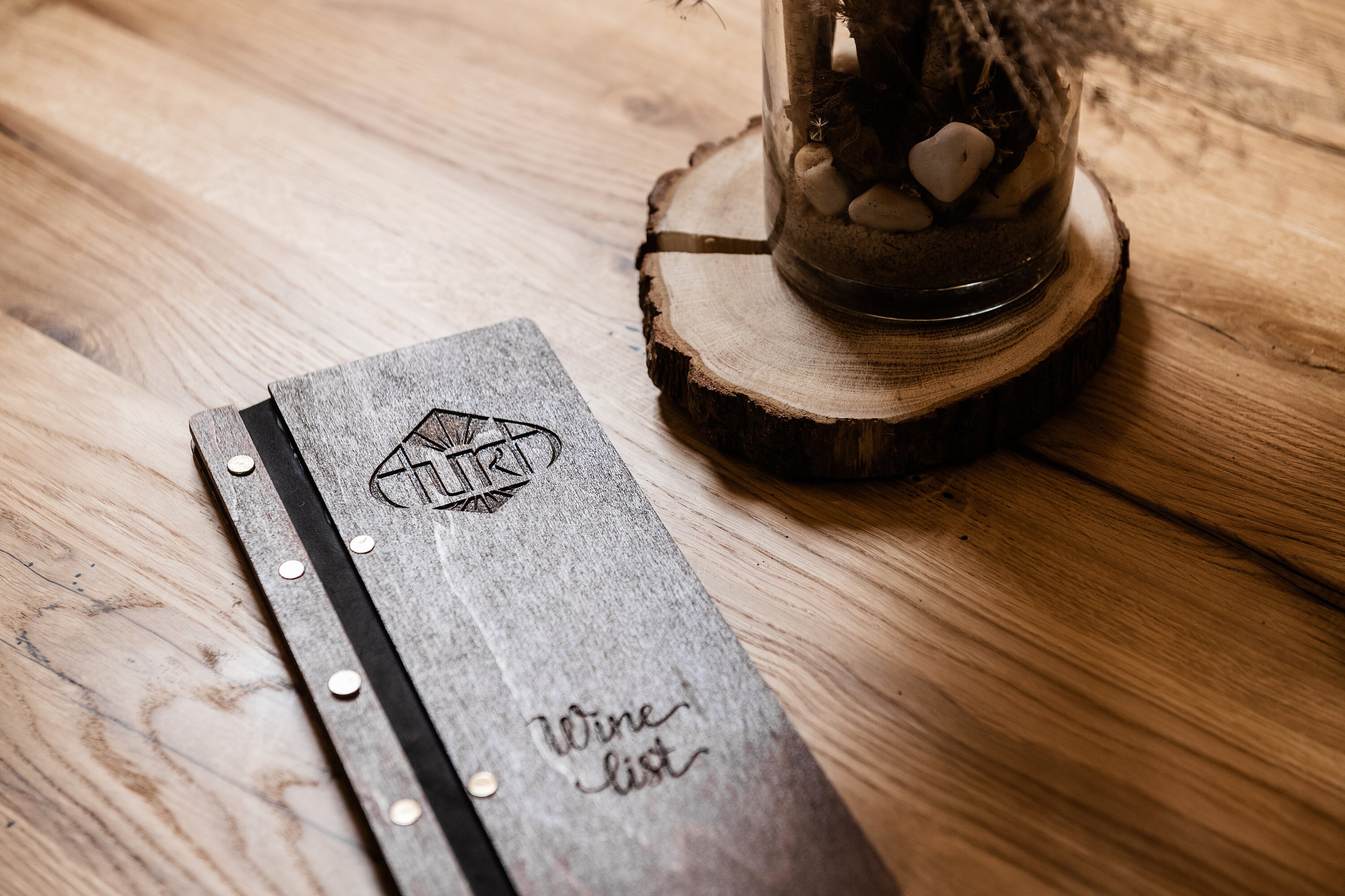 Wooden menufolder for wine list fastened on leather strap Etsy