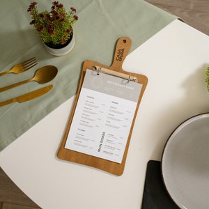 Menu Board with Ring Binder, Logo Engraved Menu Holder, Drink Menu Cover, Bar Menu Board, Customized Menu Board