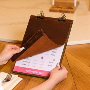 Wooden Menu Clipboard with Leather Cover – Custom Restaurant Menu Holder for Cafes, Bars, Hotels & Hospitality Businesses