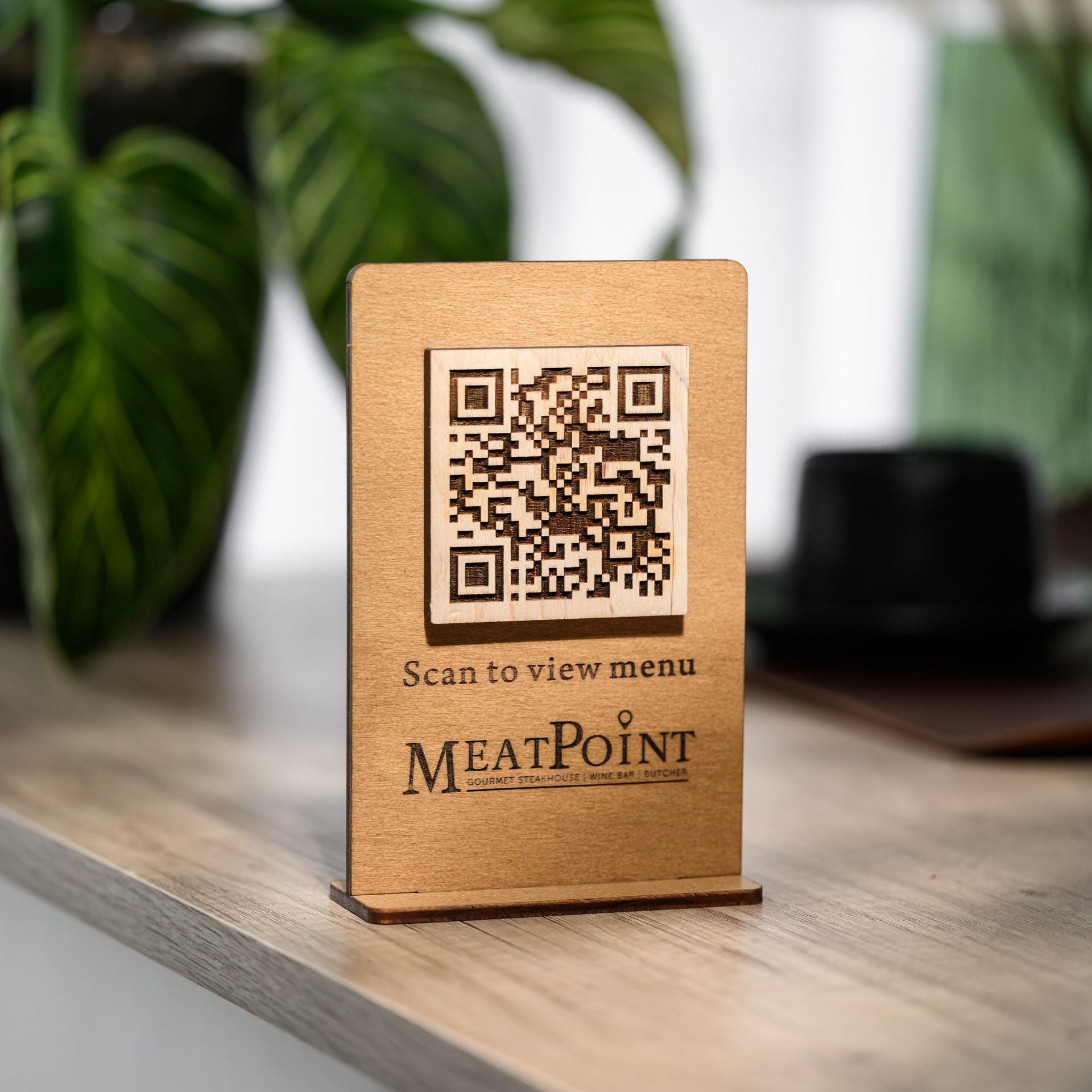 Personalized Plywood QR Code Stand, Scan to Pay Sign, Tabletop