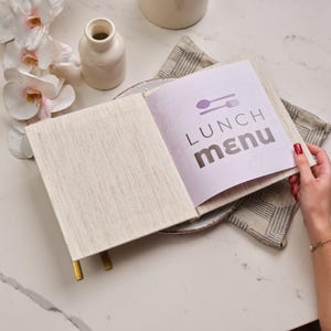 Menú de tela de primera calidad, carpeta de restaurante con logotipo, carpeta de tela de moda, soporte de logotipo personalizado, carpeta de menú de tela