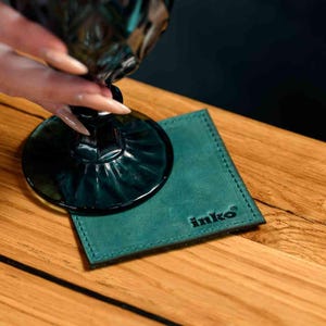 Set of 5 Handmade Leather Drink Coasters: Custom Engraved, Rustic Home Decor
