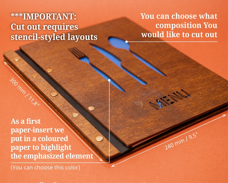 Customized Wooden Menu Folder With Cut Out Menu Holder Etsy