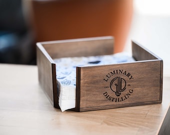 Wooden Luncheon Napkin Holder with Logo Engraving