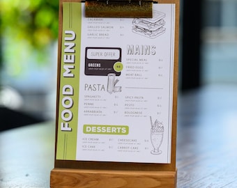 Wooden Table Stand Menu Board – A5/A4 Cafe & Bar Sign Holder