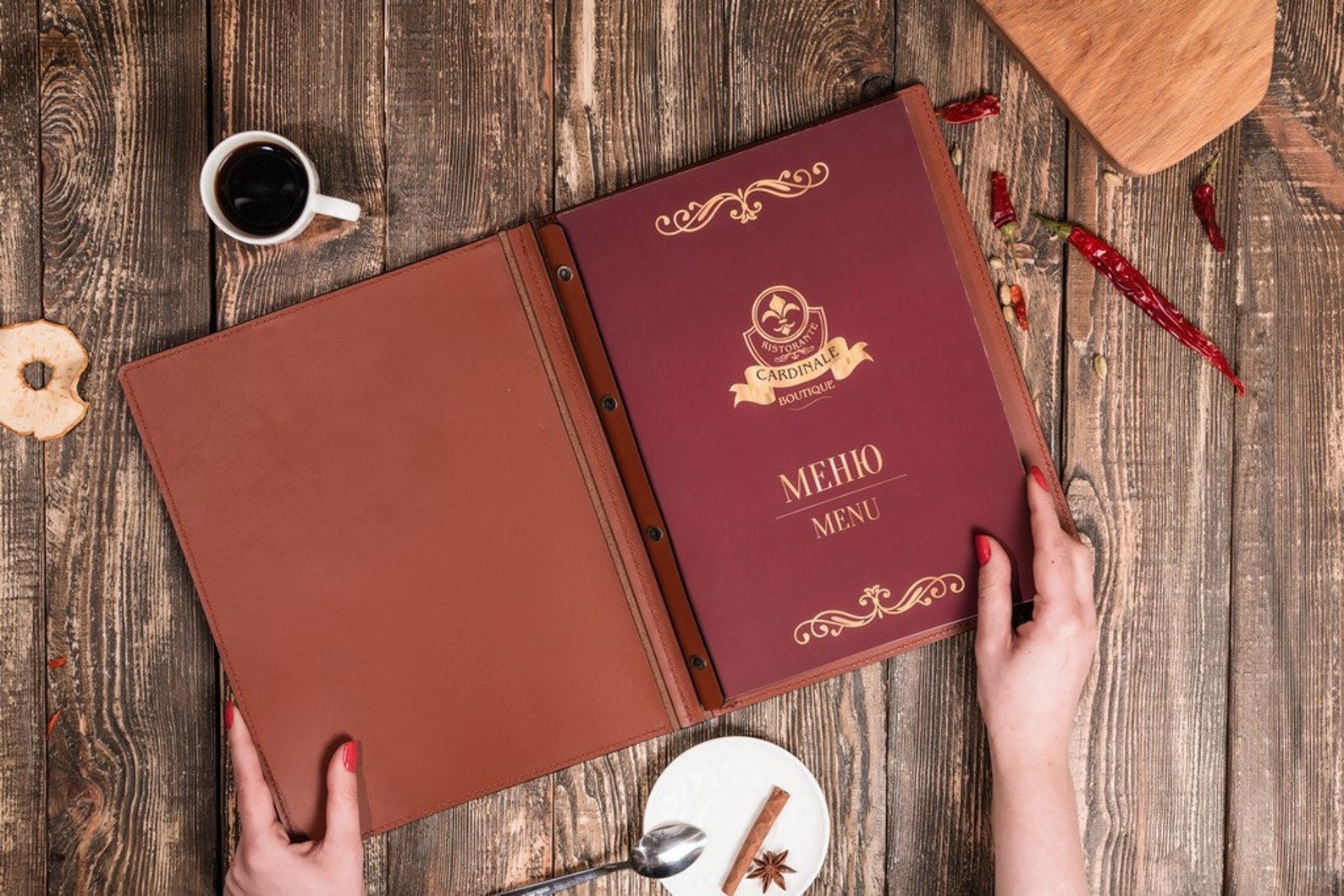 Twolayer Leather Menufolder A4 on Screws Menu Holder With Etsy