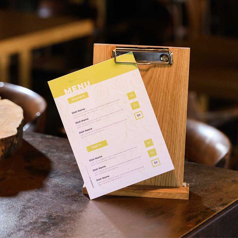 Table Menu Display Oak Tabletop Menu Holder, Store Display With Binder - Etsy
