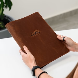Portamenús rígido con carpeta, funda de cuero A4, menú con relieve, carpeta restaurante, libro de menús, funda personalizada