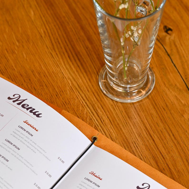Menu Seeable Embossed Soft Leather Menu Cover, Restaurant Menu Folder - Etsy