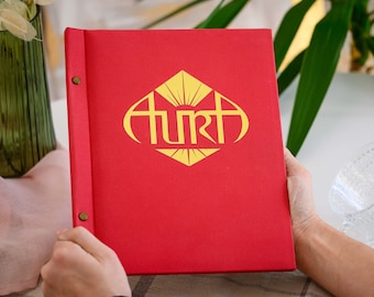 Fabric Menu Folder with Logo, Restaurant Menu Cover, Customised Menu List Holder, Wine List Cover, Folder for Changeable Sheets