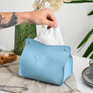 Servilletero para habitación de hotel, caja de pañuelos de cuero con logotipo grabado, servilletero para restaurante, caja de pañuelos personalizada