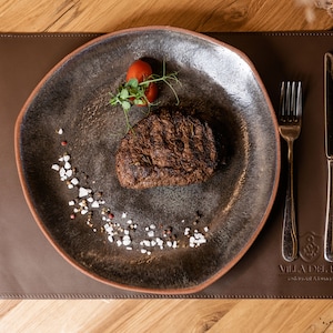 Custom leather placemat, Restaurant table mat with personalization