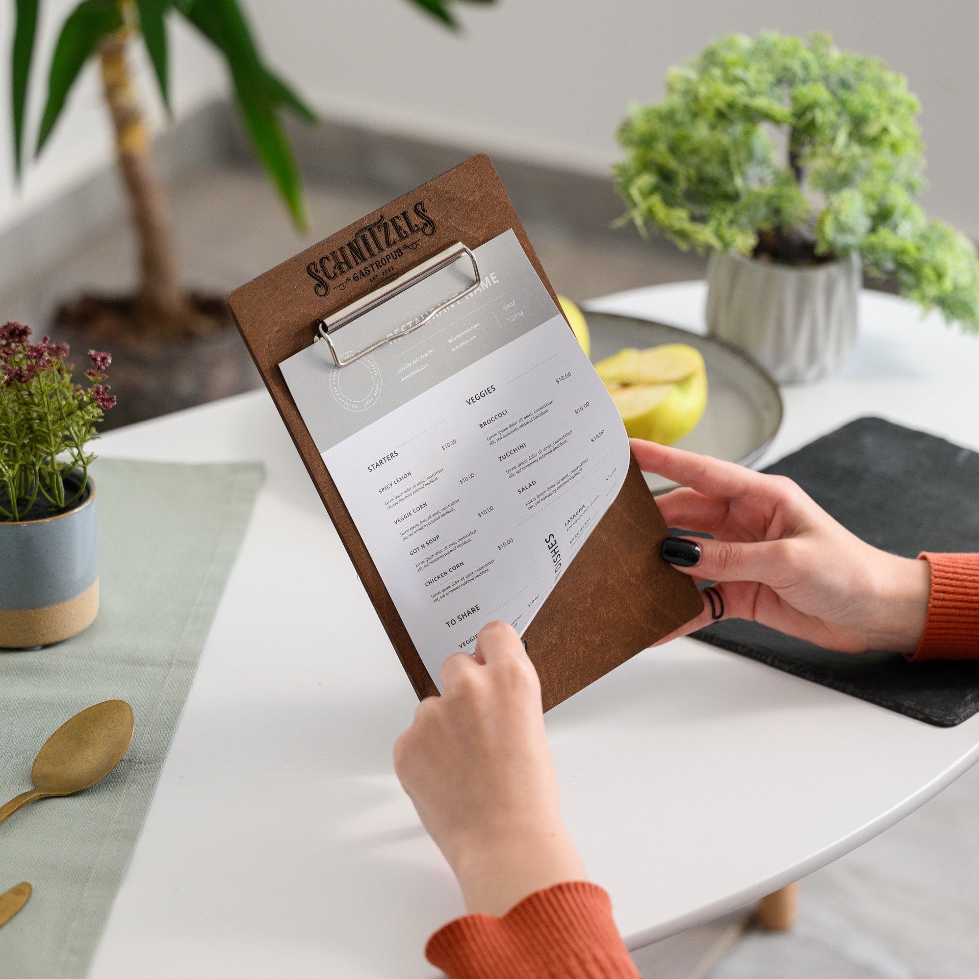 Customizable Wooden Menu Board, Restaurant Clipboard - Etsy