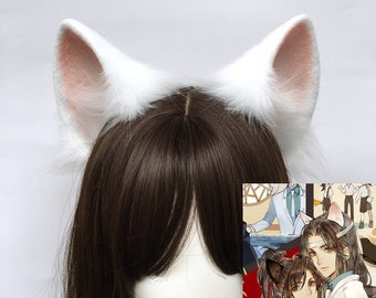 3.5" Couple white cat ears,Realistic couple dog ears headband,Wolf ear,Fox ear,Animal ear,Cosplay,Faux fur ear,Plush toy,Couple animen ear