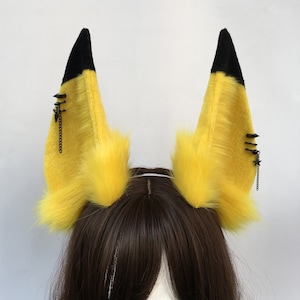 7" Pikachu Ears,Realistic Anubis wolf ear,Emulational beast ear,Dieb ear,Wolf ear headband,Anime ear,Wolf cosplay ear,Aritificial furry ears