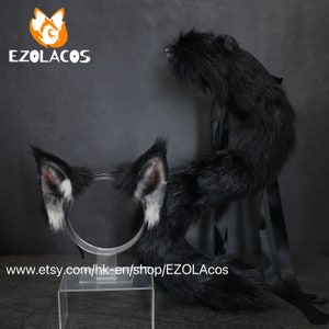 Realistische schwarze Kätzchen Ohr und Schwanz, braun Kätzchen Ohren und Schwanz, schwarze Katze Plüsch Ohr Stirnband, schwarze Tier Plüsch Ohr und Schwanz, Weihnachtsgeschenke