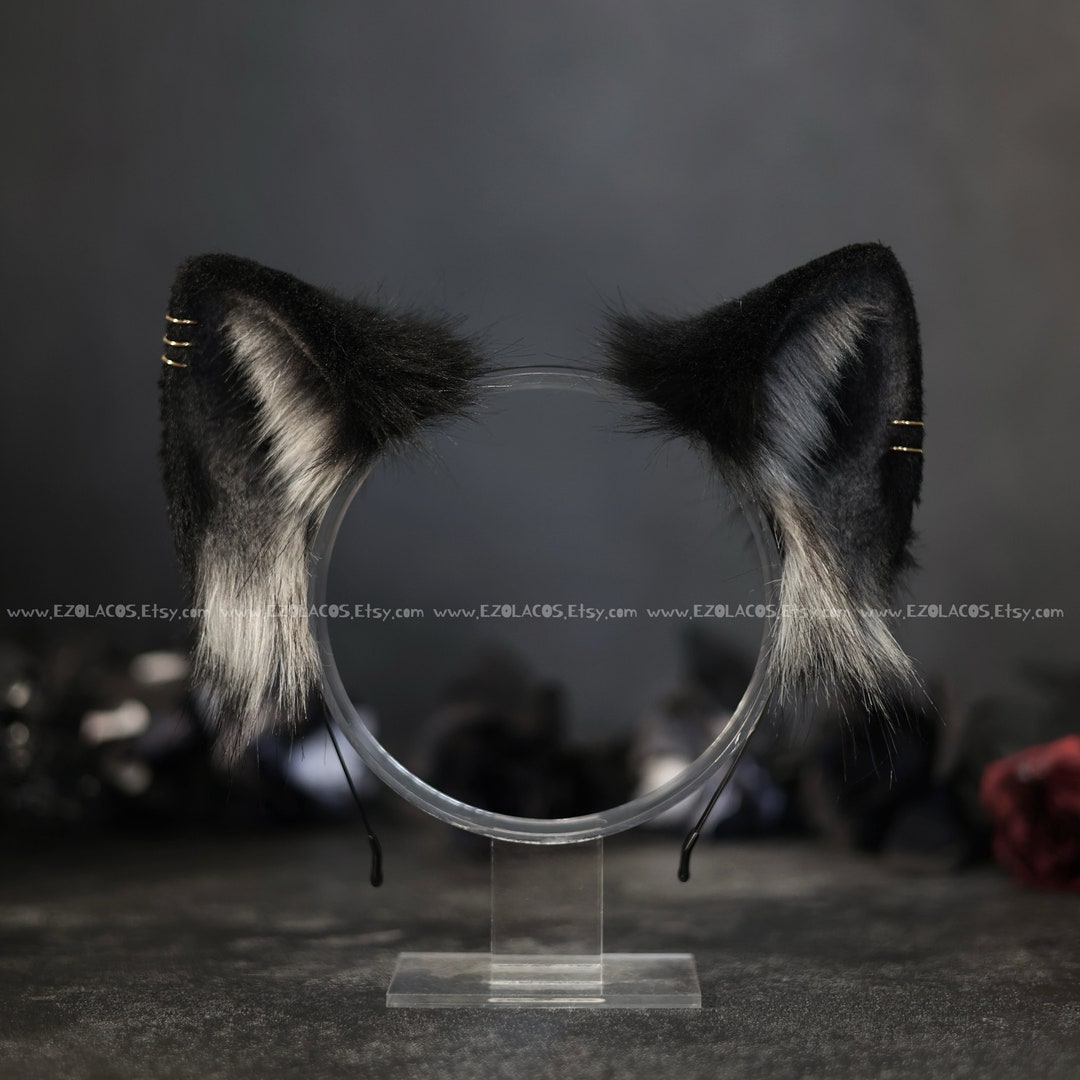 Realistic Black Cat Ears and Tail Set Cosplay,cat Ears Headband,cat ...