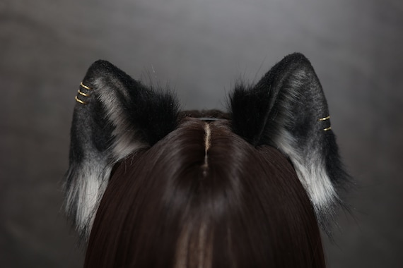 Realistic Black Cat Ears and Tail Set,Cat Ears Plush Toy,Kitten Ears Headband