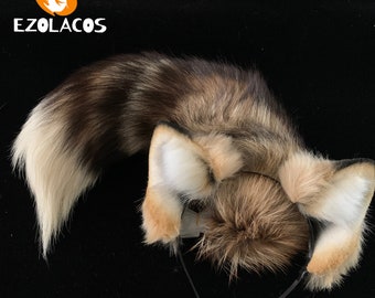 Realistic Fox Ears and Tail,Fox Plush Ear Headband,Halloween Cosplay Gifts,Wolf Ears and Tail,Animal Ears and Tail,Beast Ears and Tail