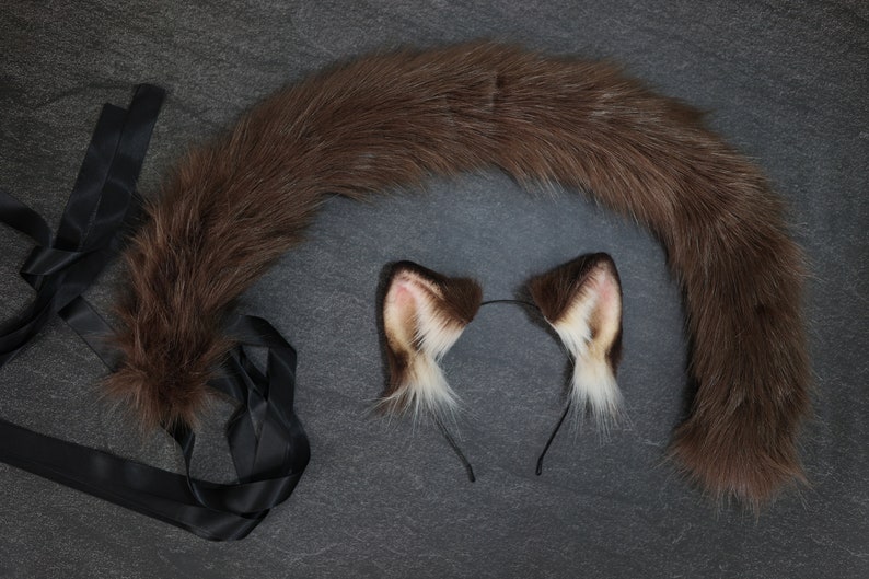 Realistic Black Cat Ears and Tail Setcat Ears Plush Etsy
