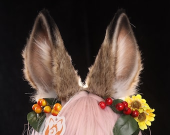 Wild Animal Rabbit Ears Headband and Tail Set,Luxury Bunny Ears Tail Cosplay,Halloween Cosplay Anime Ears,Fluffy Bunny Ears,Rabbit Plush Toy