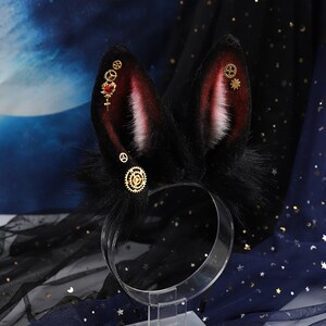 4.73 Kawaii red bunny ears and tail set,Rabbit ears headband,Red animal ears and tail,Cosplay bunny custume,Lolita bunny ears headband