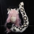 Handmade Luxury Leopard Ear and Tail Cosplay,Plush Animal Ears and Tail Cosplay,Faux Fur Halloween Beast Ear and Tail,Cosplay Costume