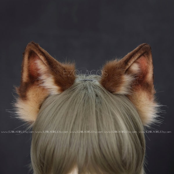 Ensemble réaliste d'oreilles et de queue de renard, oreilles de loup-garou, oreilles de loup noires, cosplay oreilles et queue de renard, cosplay oreilles d'animal d'Halloween, oreilles et queue de bête