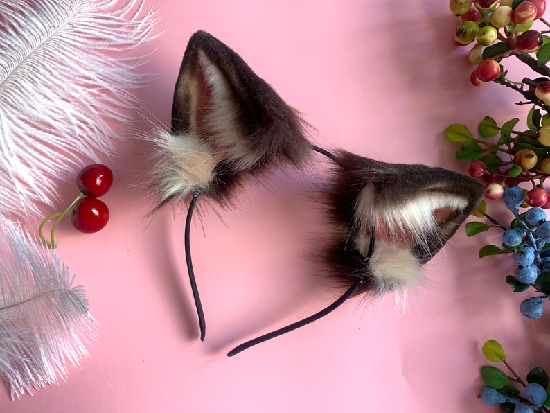 Brown cat ears,Chocolate neko ears,Kawaii kitty ears,Bunny ears,Realistic Animal ears,Luxury furry ears,Fox ear,Wolf ear,Bunny ear,Lolita 