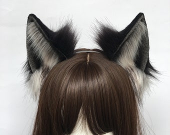 Realistic multicolor wolf ears headband,Black Werewolf ear,White wolf ear,Grey wolf ear,Animal ear,Halloween Cosplay,Anime ear,Faux fur toy