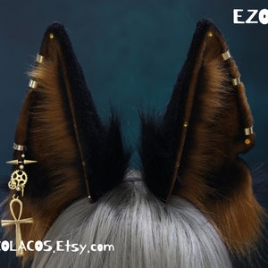Realistic Anubis wolf ear headband,Emulational beast ear,Faux fur ear,Dieb ear,Anime ear,Wolf cosplay ear,Aritificial furry ear