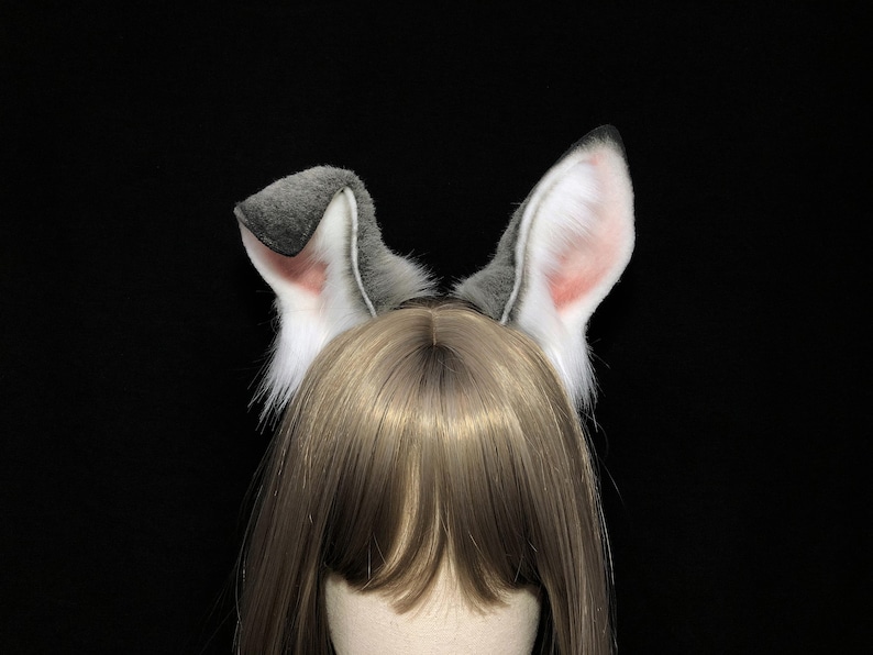 Realistic White rabbit ears and tail set,White bunny ears and tail set,Costume ears and tail,Plush ears headband,Lolita,Halloween gift 