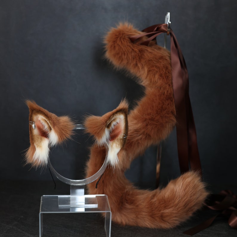 Realistic Cat Ears and Tail Setdark Brown Cat Ears and Etsy