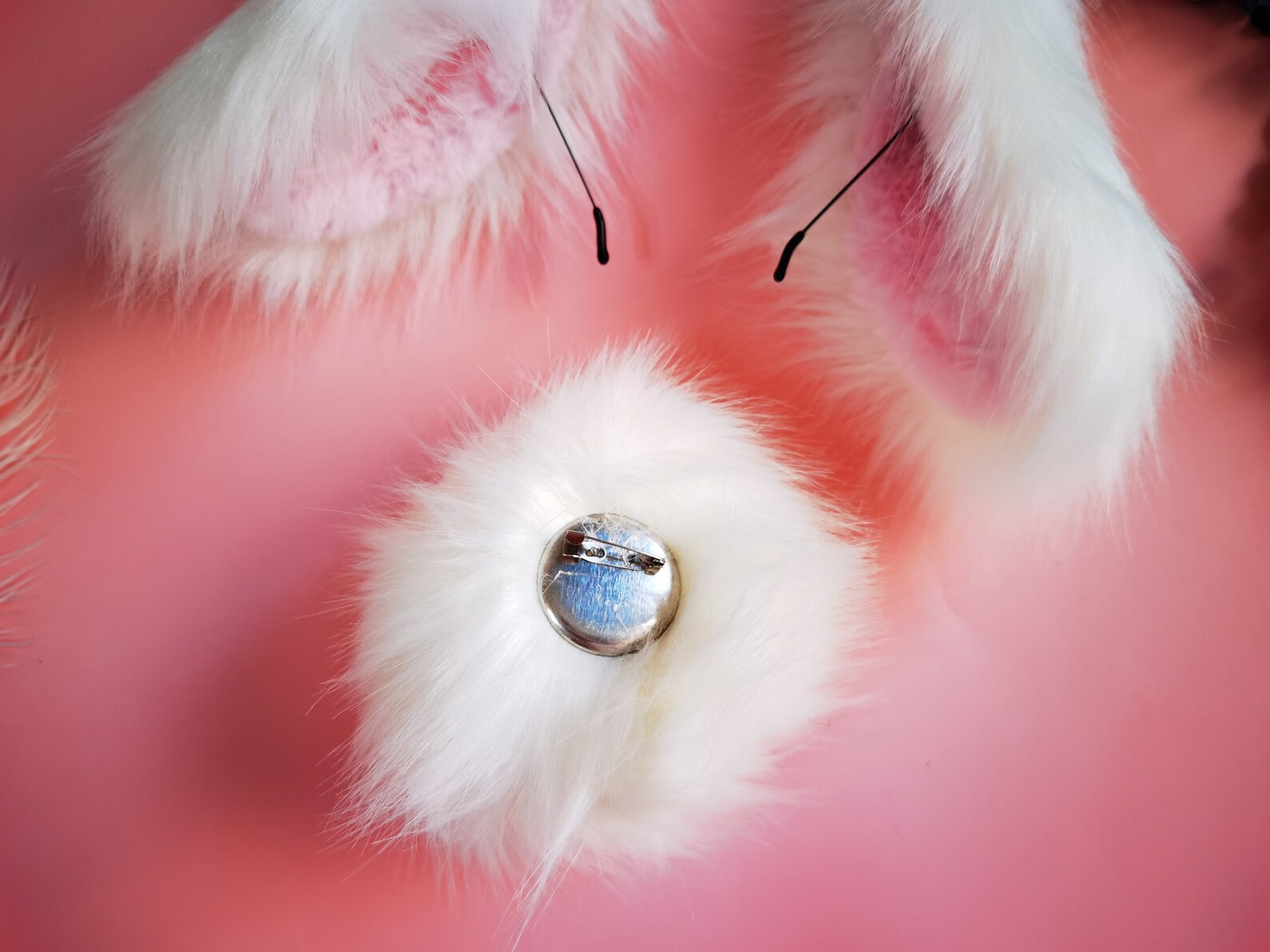 Kawaii White Bunny Ears and Tail Setwhitepink Rabbit Ears Etsy