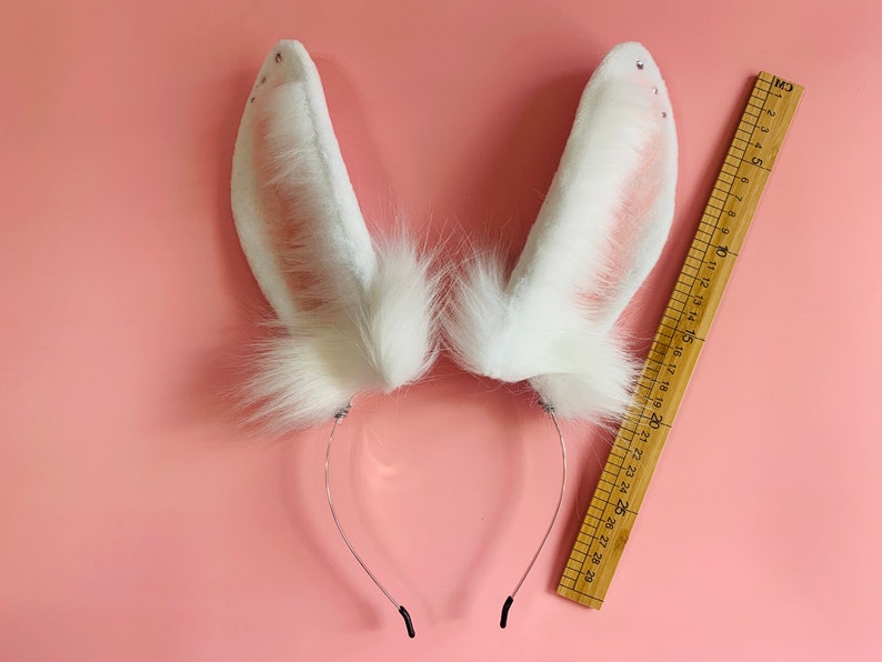 Realistic White rabbit ears and tail setWhite bunny ears and | Etsy