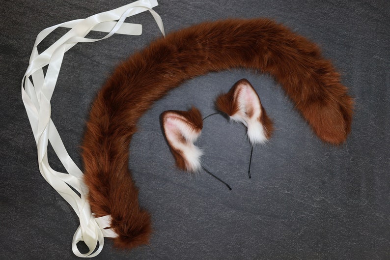 Dark Brown Cat Ears and Tail Setcosplay Cat Costume Ears and Etsy