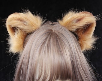 2.8" Brown/White Lion Ears Headband,Halloween Cosplay Animal Ears,Beast Ears,Lion Plush Toy