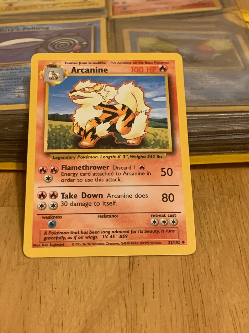 Carte Pokémon Arcanine 1995 originale 23/102 Etsy