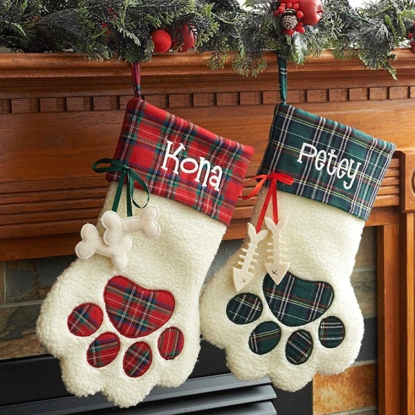 Personalized pet stockings, Blank pet stockings,Christmas stockings, Dog stocking, Cat stocking,Christmas gift, plaid, with name