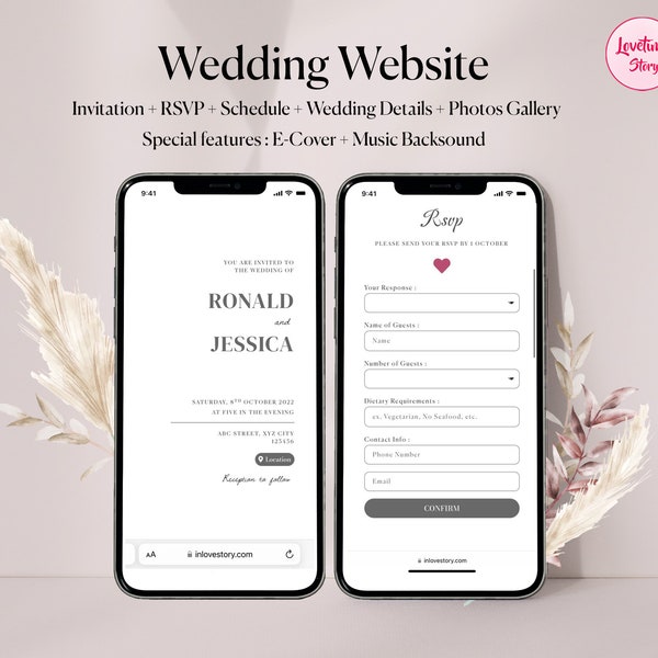 Digital Wedding Invitation & Rsvp Wedding site Evite Etsy UK