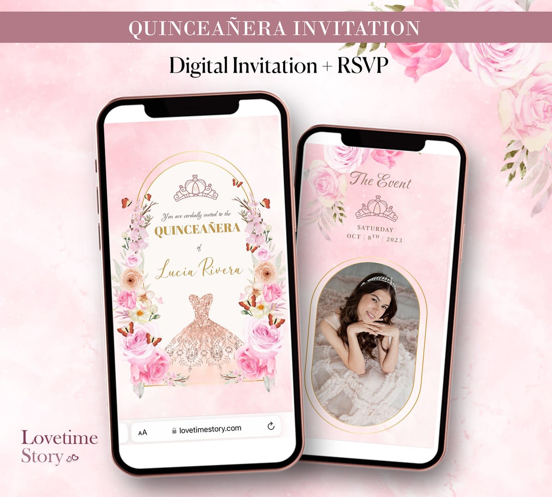 Quinceanera Invitation With RSVP Online, Mis Quince Invites, 15th ...